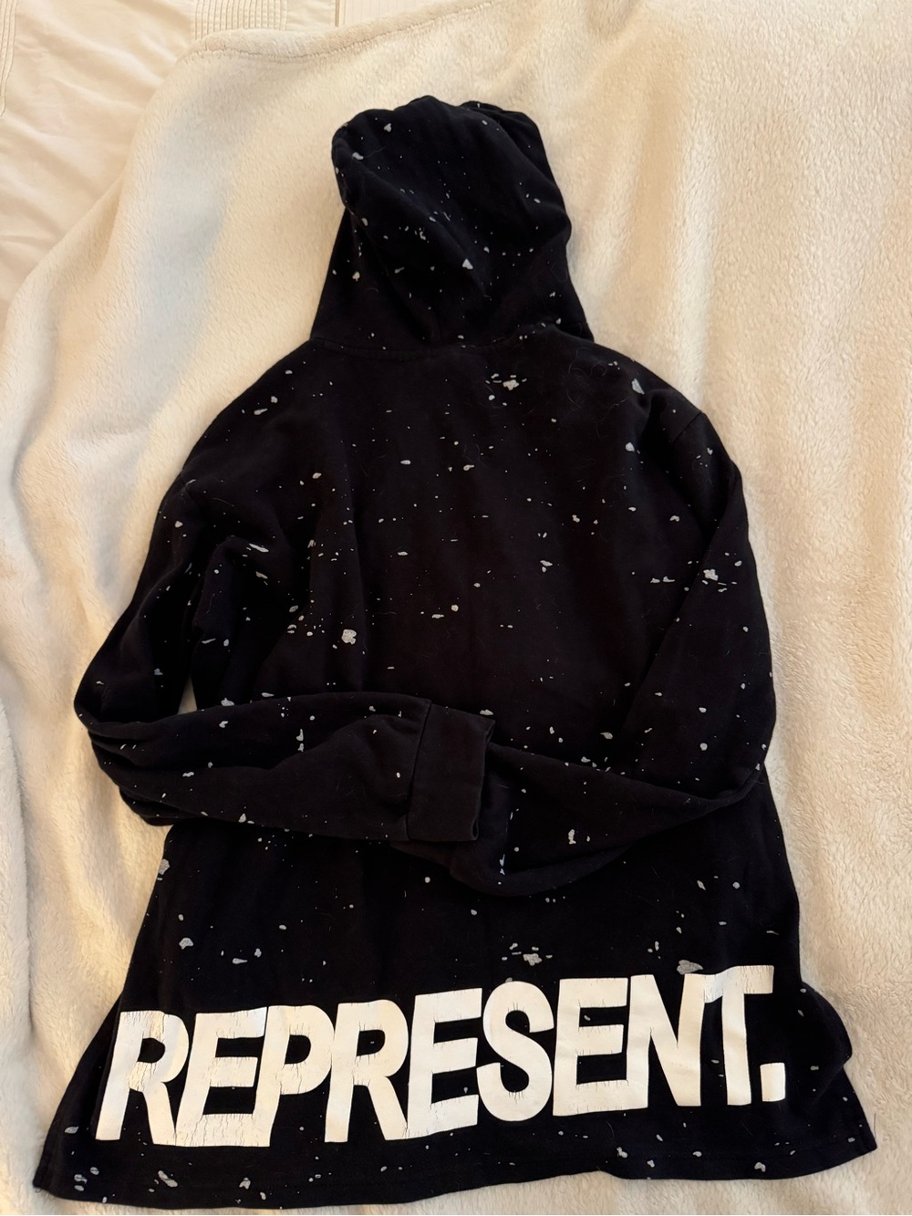 Represent Black Distressed Splatter Hoodie Size Medium GUC